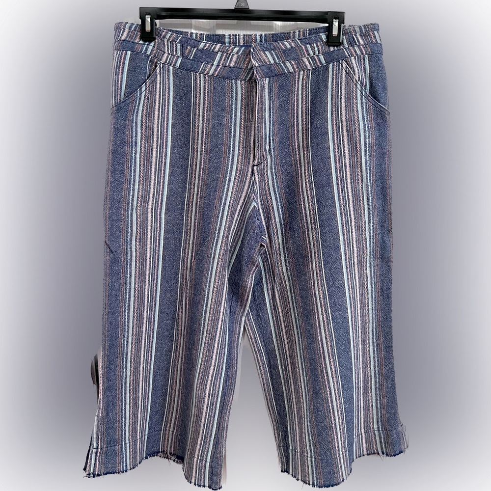 Democracy Blue Striped Cropped Pants